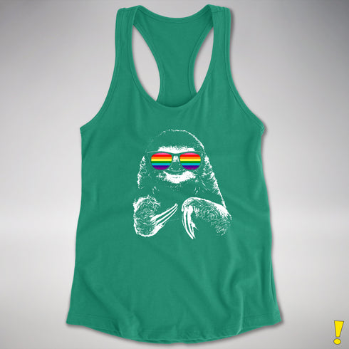 Gilbert Baker LGBTQ Pride Sloth Rainbow Flag Sunglasses Women's - Kelly Green